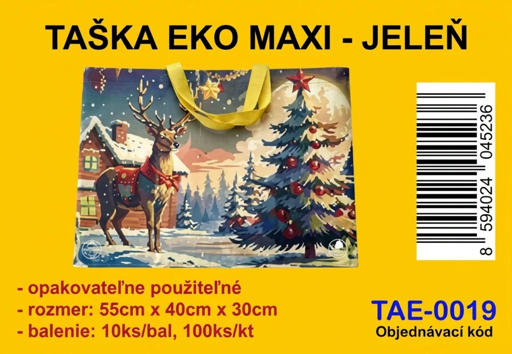 EKO TAŠKA VIANOČNÁ- MAXI JELEŇ