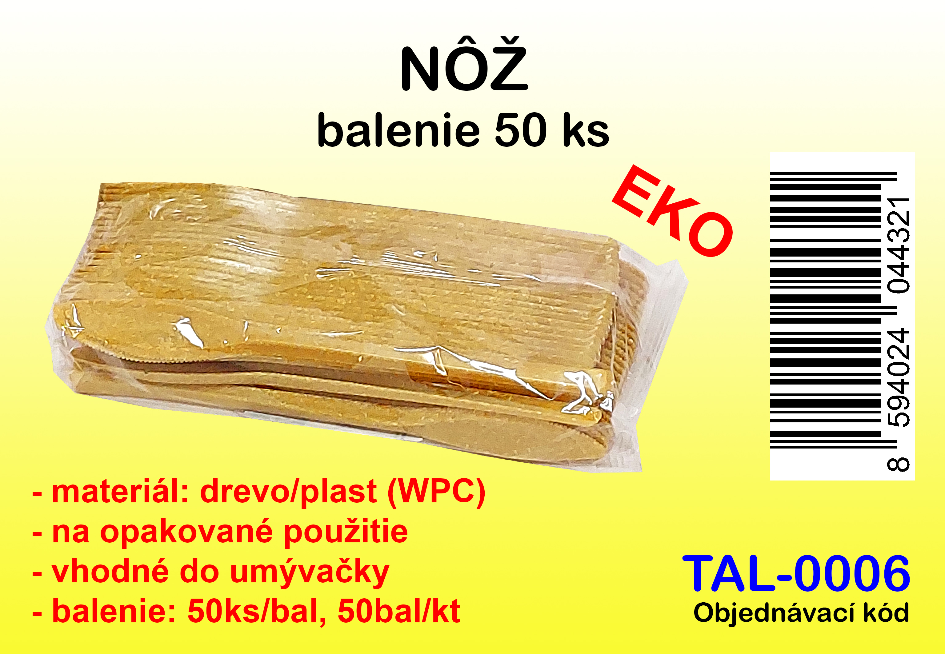 NÔŽ KOMPOZIT DREVO/PLAST (WPC) 50KS/BAL