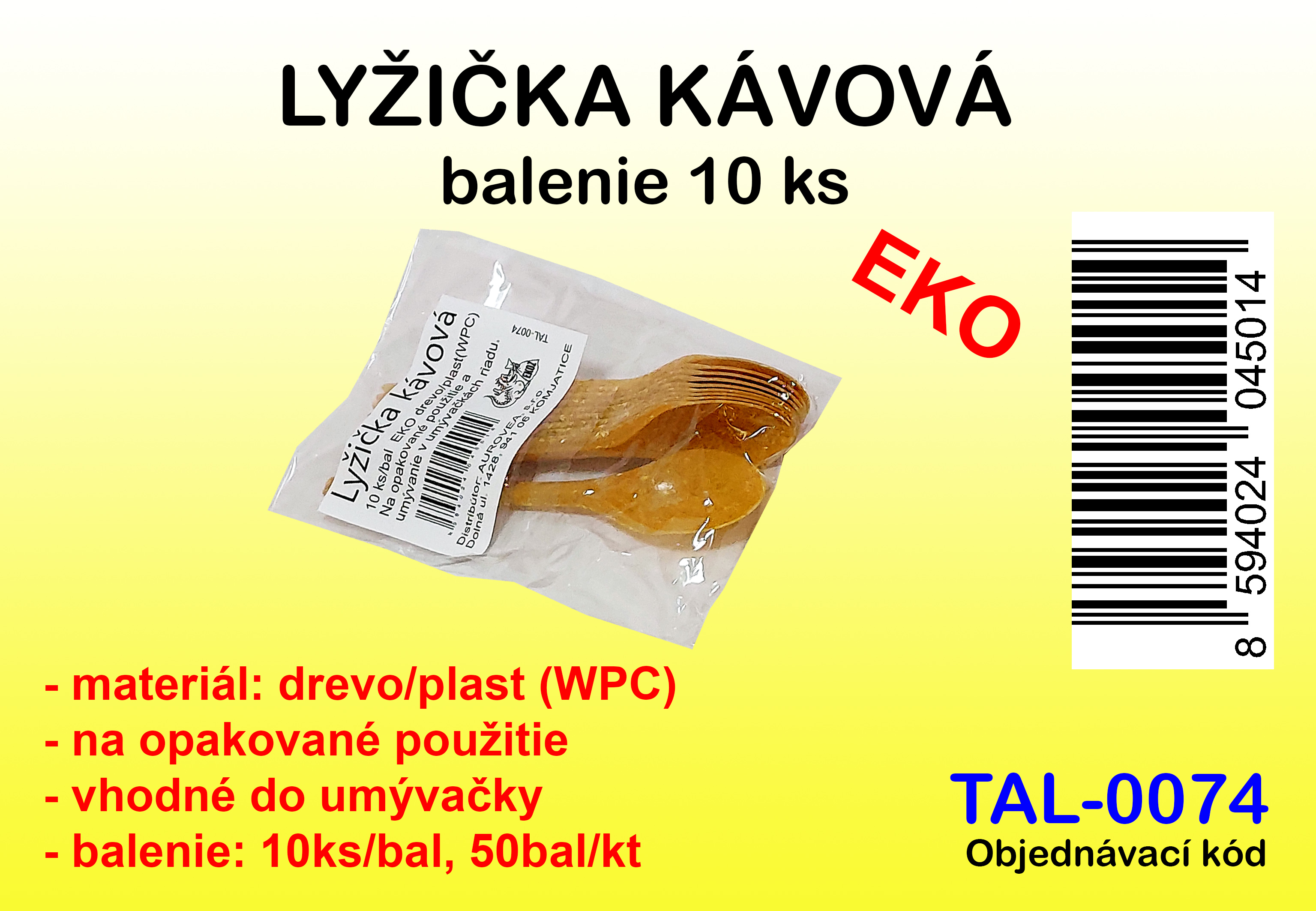 LYŽIČKA KÁVOVÁ EKO KOMPOZIT DREVO/PLAST (WPC) 10KS/BAL