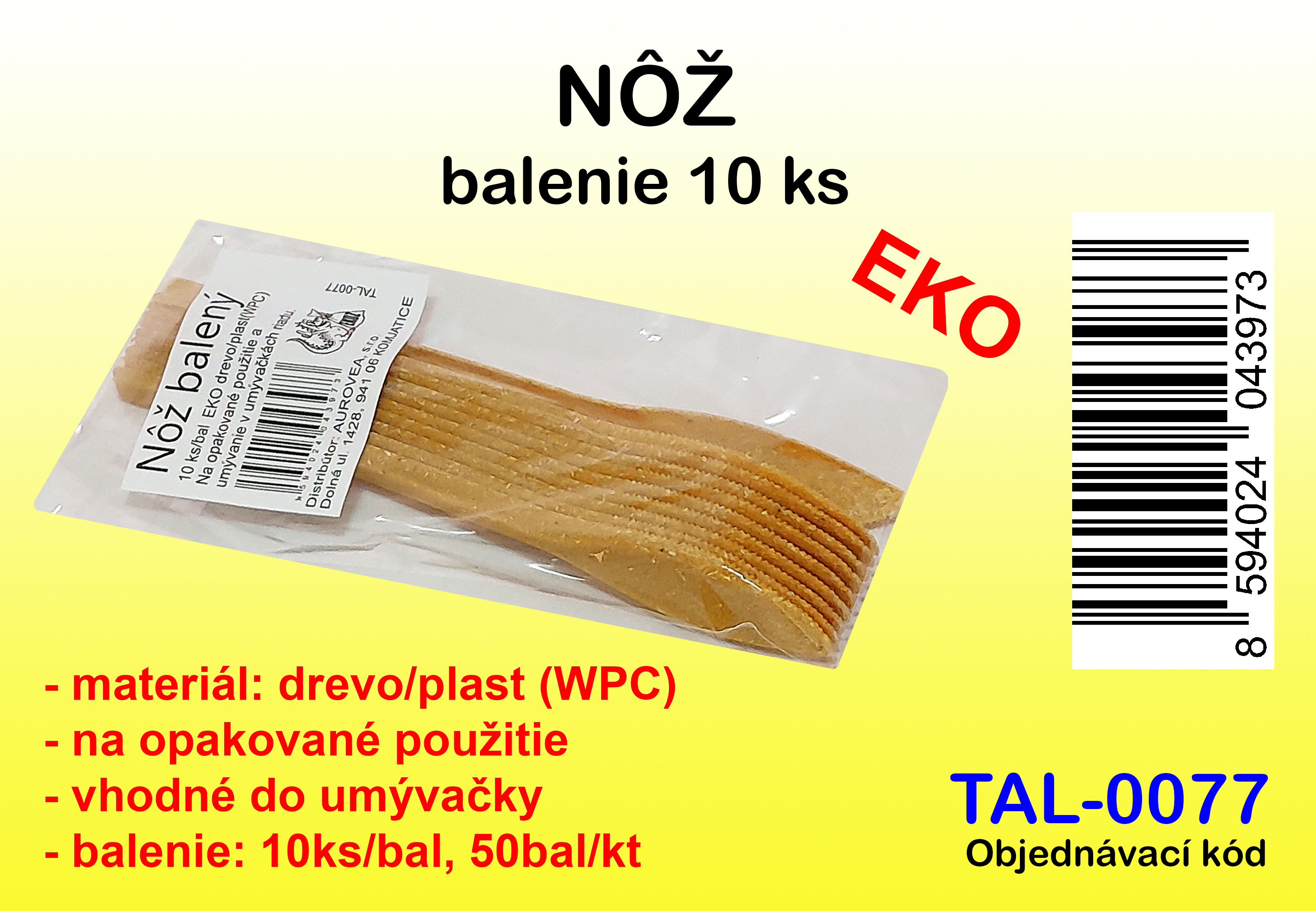 NÔŽ  KOMPOZIT DREVO/PLAST (WPC) 10KS/BAL