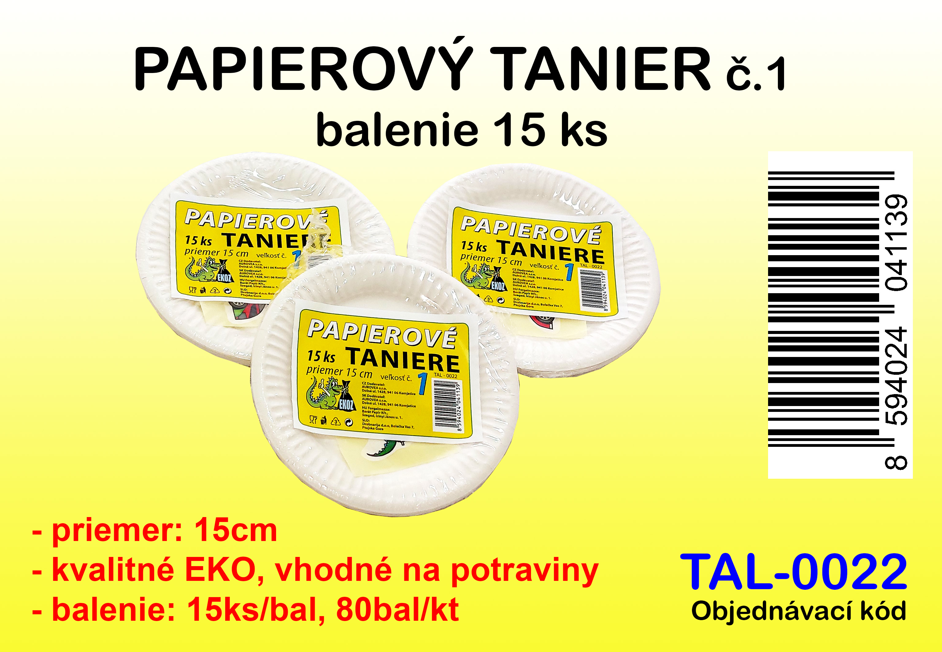PAPIEROVÉ TANIERE č.1, priemer 15cm