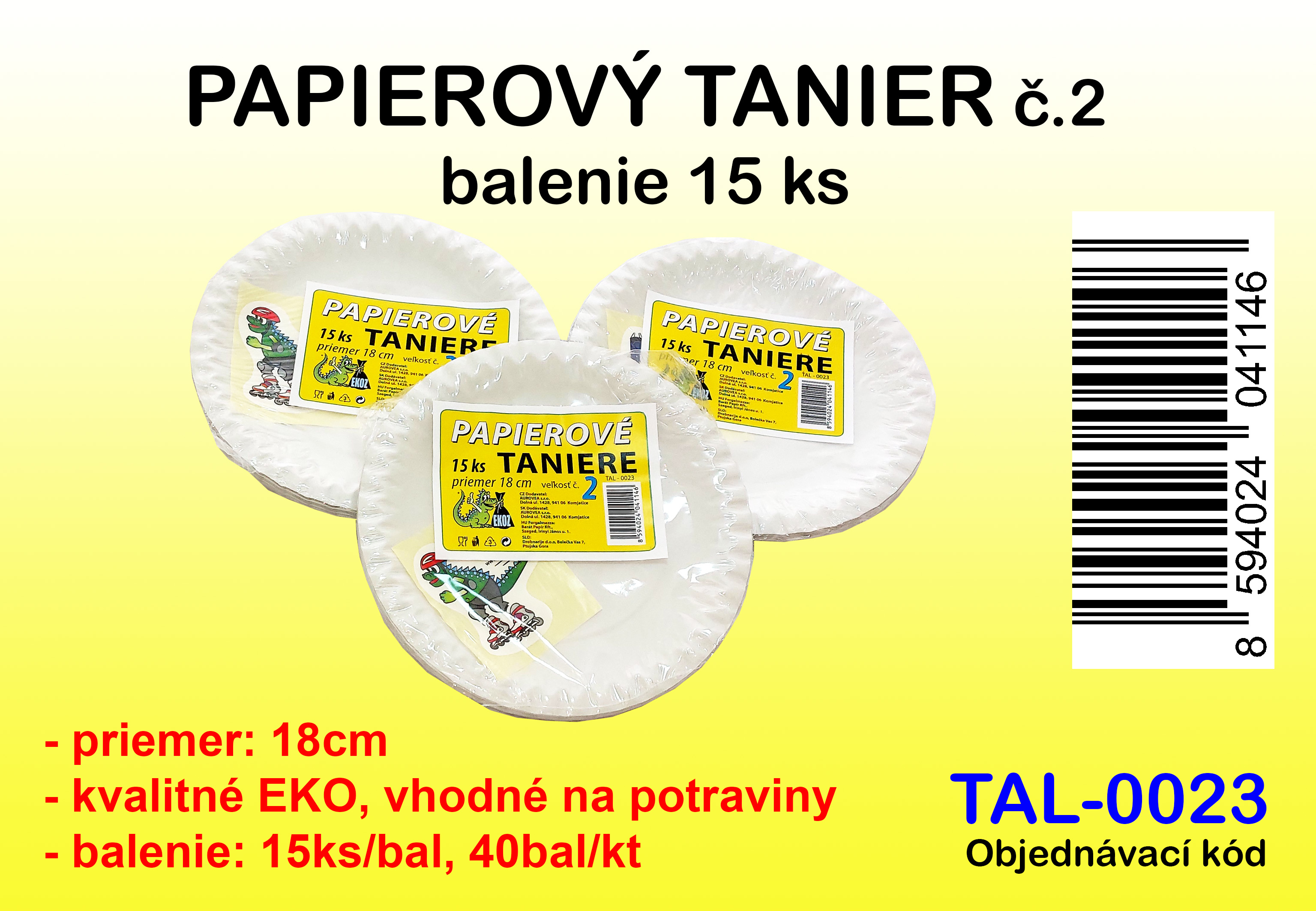 PAPIEROVÉ TANIERE č.2, priemer 18cm