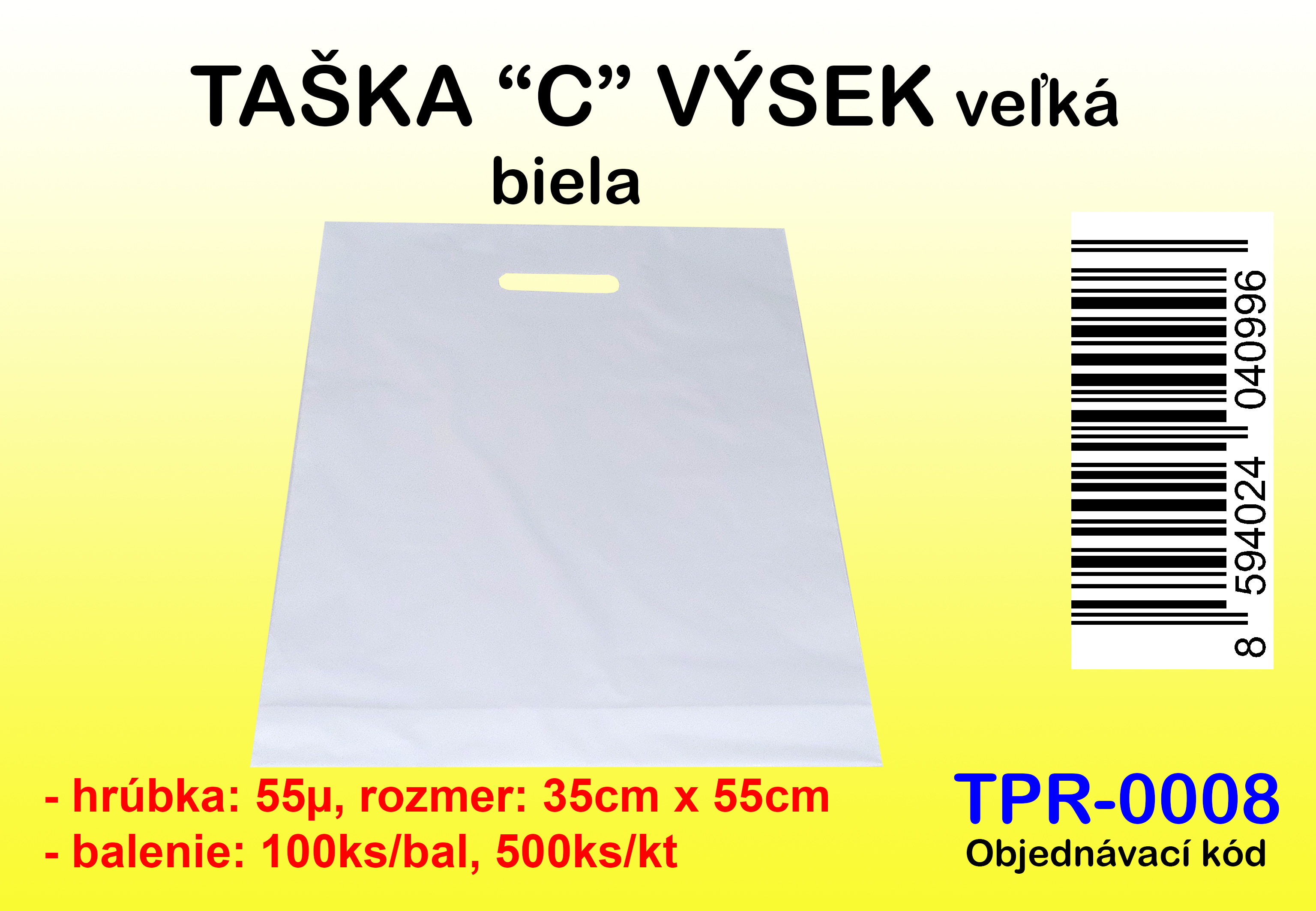 TAŠKA ´´C´´ výsek, 350x550,  BIELA
