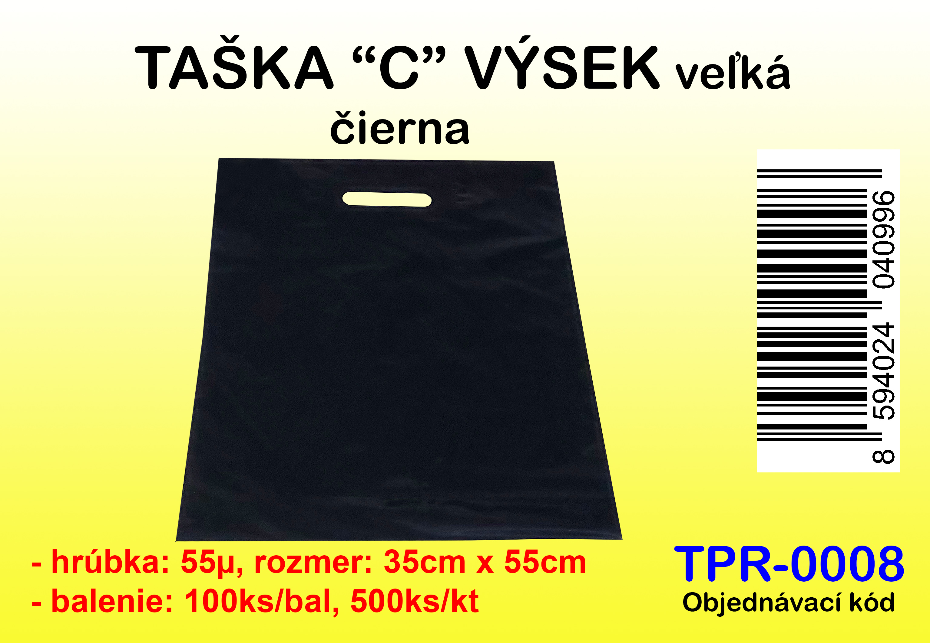 TAŠKA ´´C´´ výsek, 350x550, ČIERNA