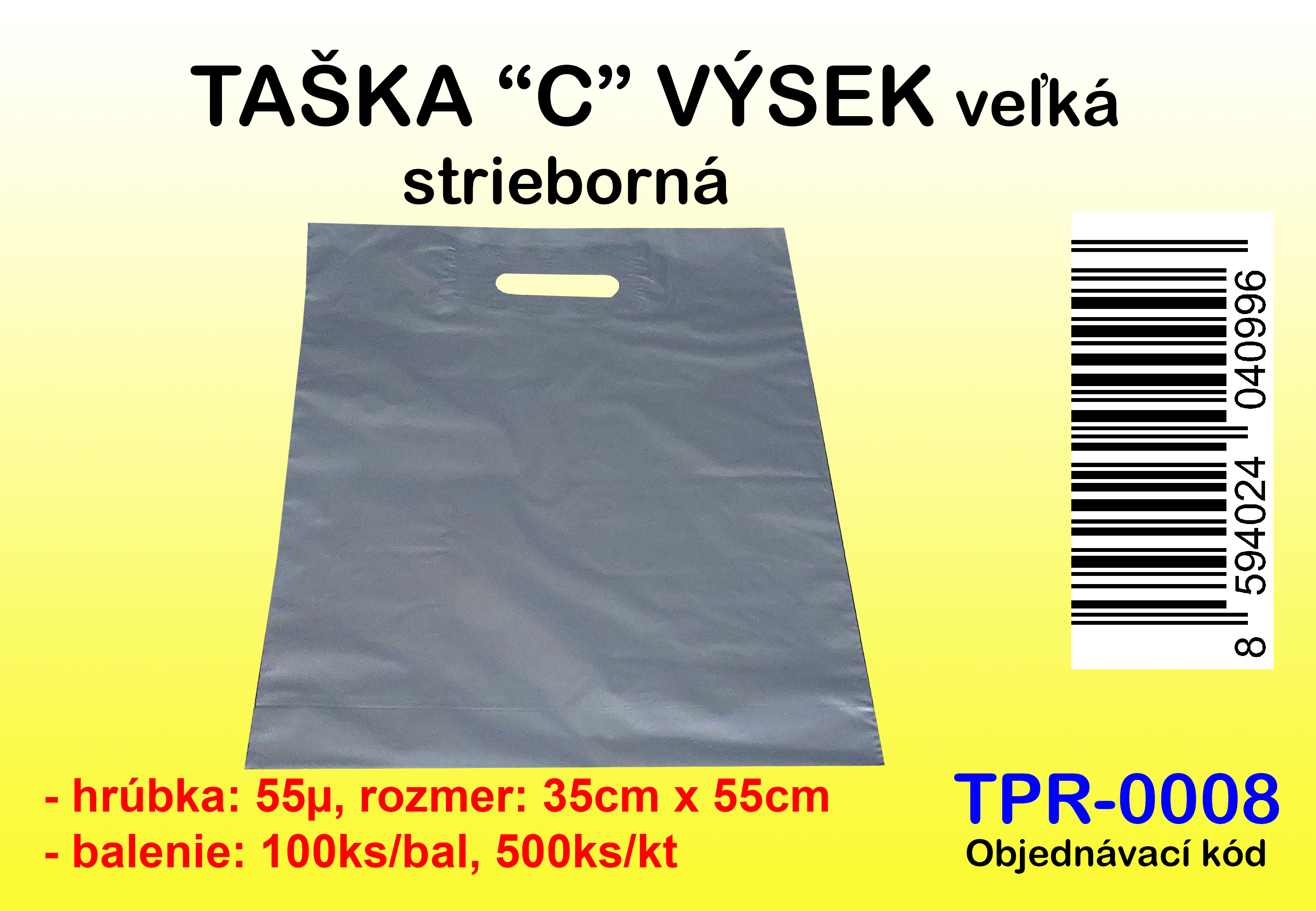 TAŠKA ´´C´´ výsek, 350x550, STRIEBORNÁ