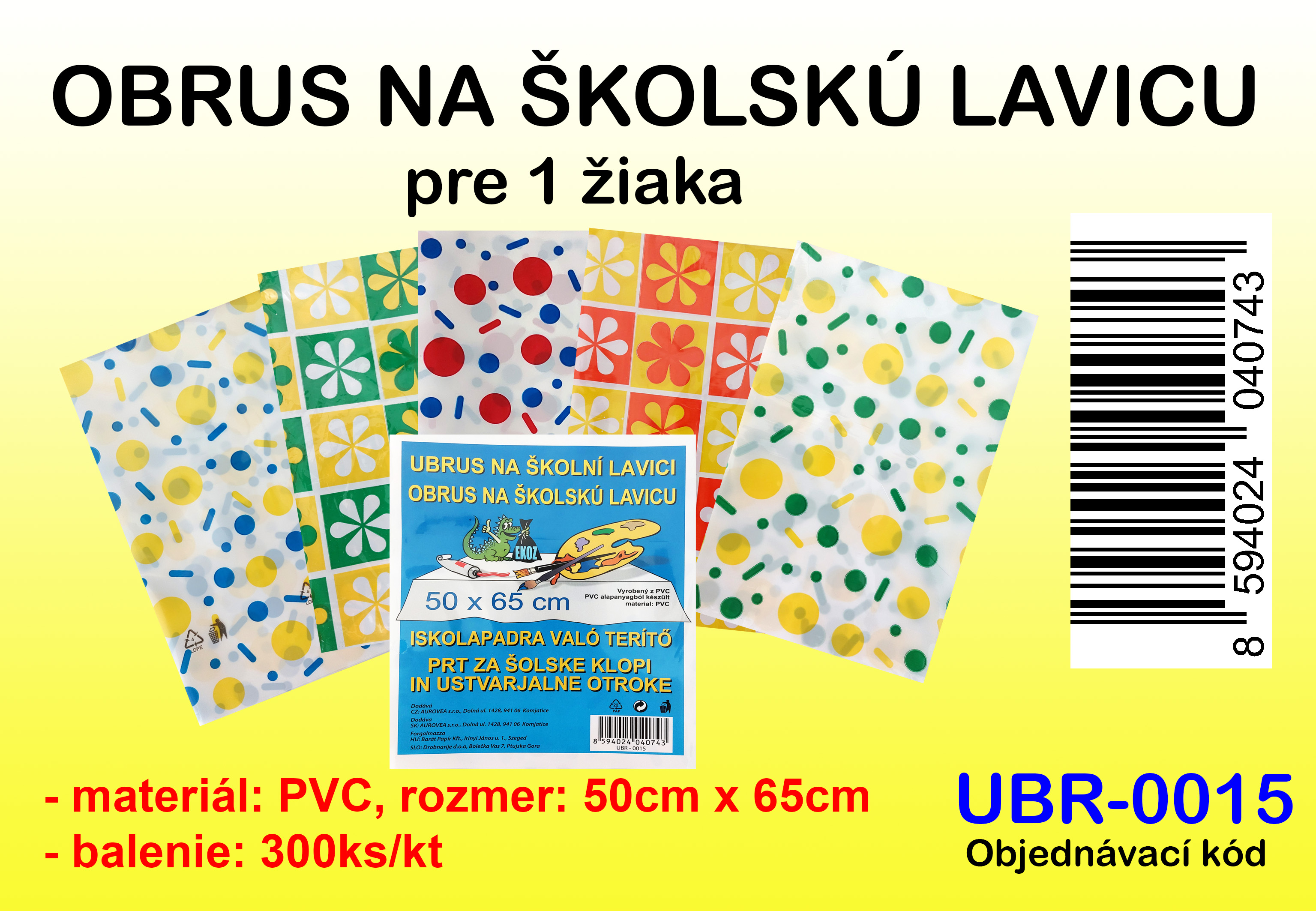 OBRUS NA ŠKOLSKÉ LAVICE, 50x65cm