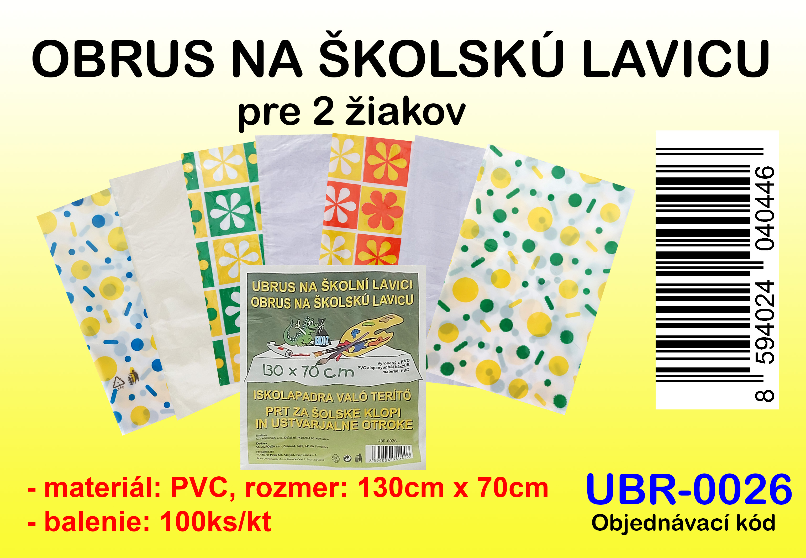 OBRUS NA ŠKOLSKÉ LAVICE, 70x130cm