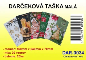 DARČEKOVÁ TAŠKA VIANOČNÁ MALÁ /16x24x7/