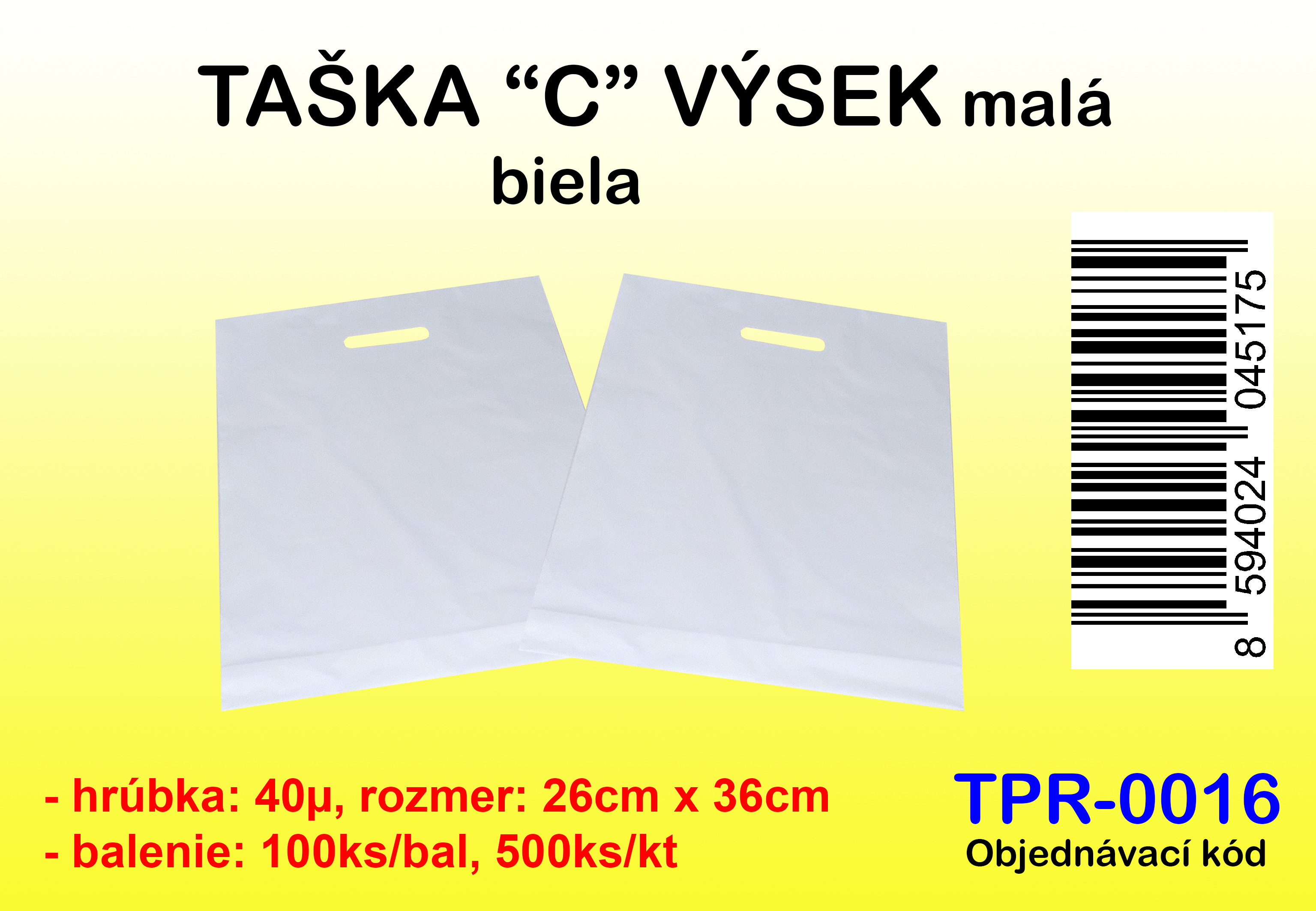 TAŠKA "C " VÝSEK, 26 x 36cm, MALÁ BIELA