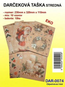 EKO DARČEKOVÁ TAŠKA STREDNÁ 23x32x11CM vianočné
