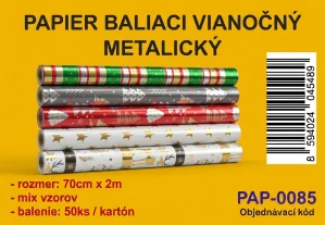 DARČEKOVÝ PAPIER METALICKÝ 70x200CM vianočný