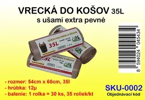 VRECKA DO KOŠA 35L S UŠAMI 1rol/30ks