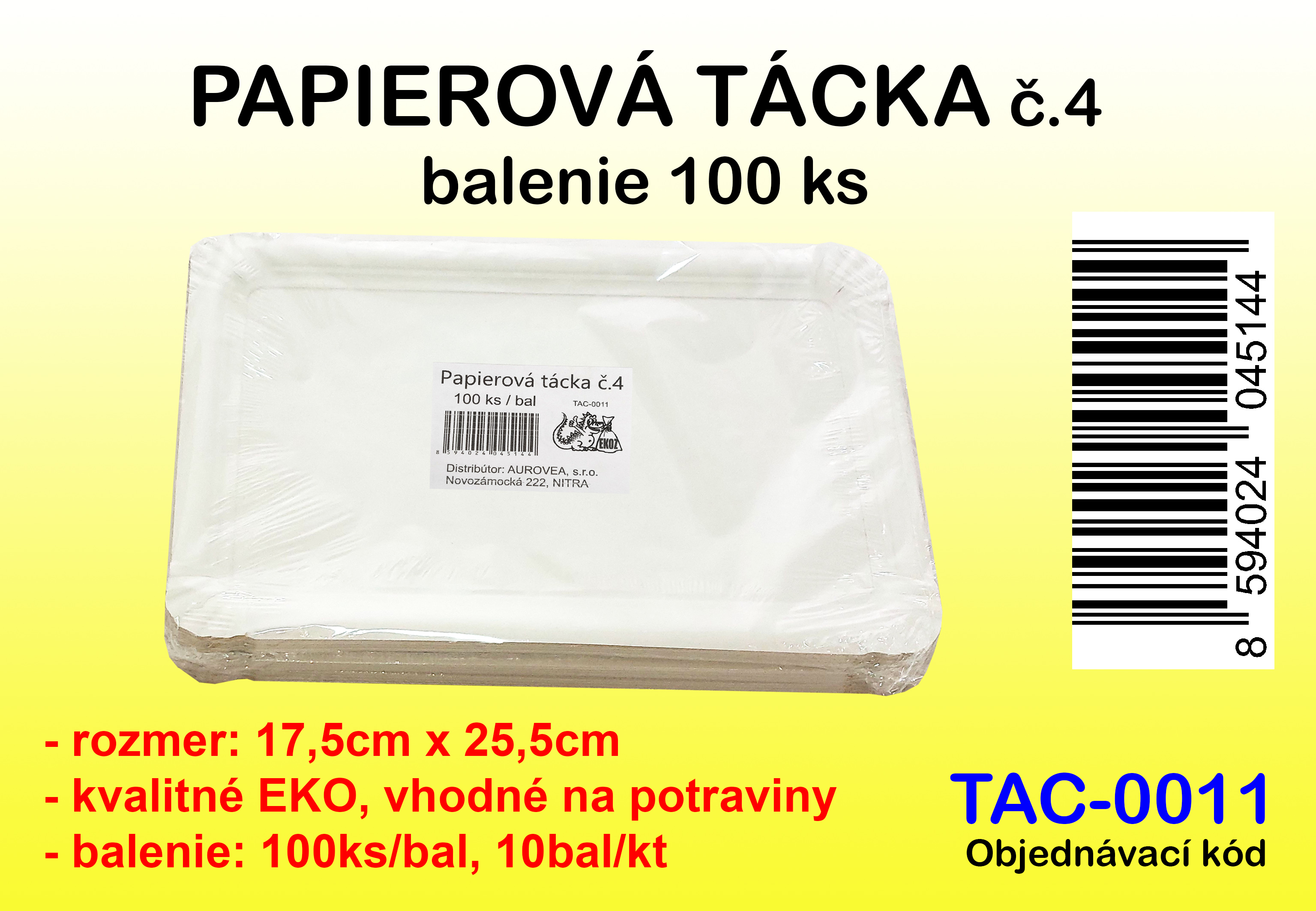 PAPIEROVÁ TÁCKA č. 4, balená po 100ks