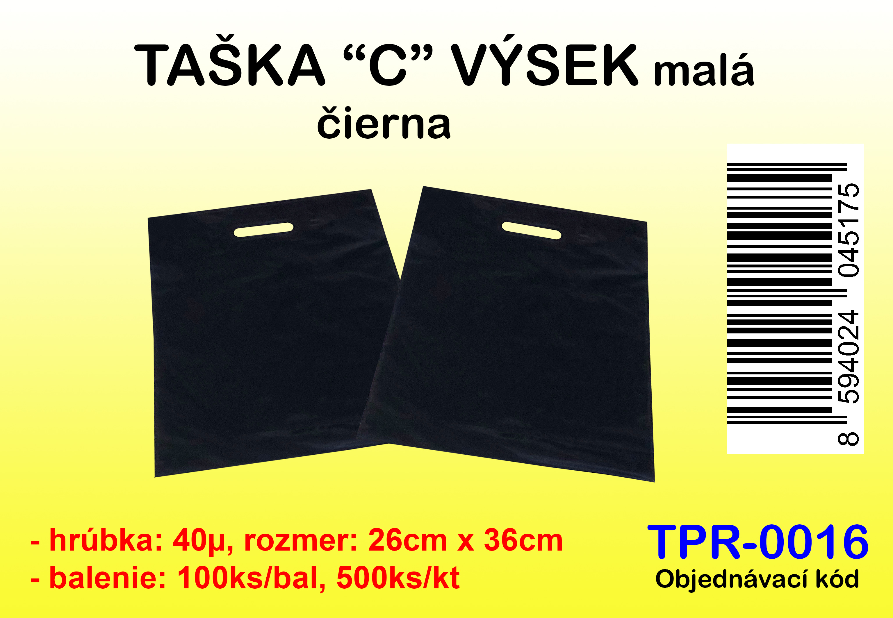 TAŠKA "C " VÝSEK, 26 x 36cm, MALÁ ČIERNA 