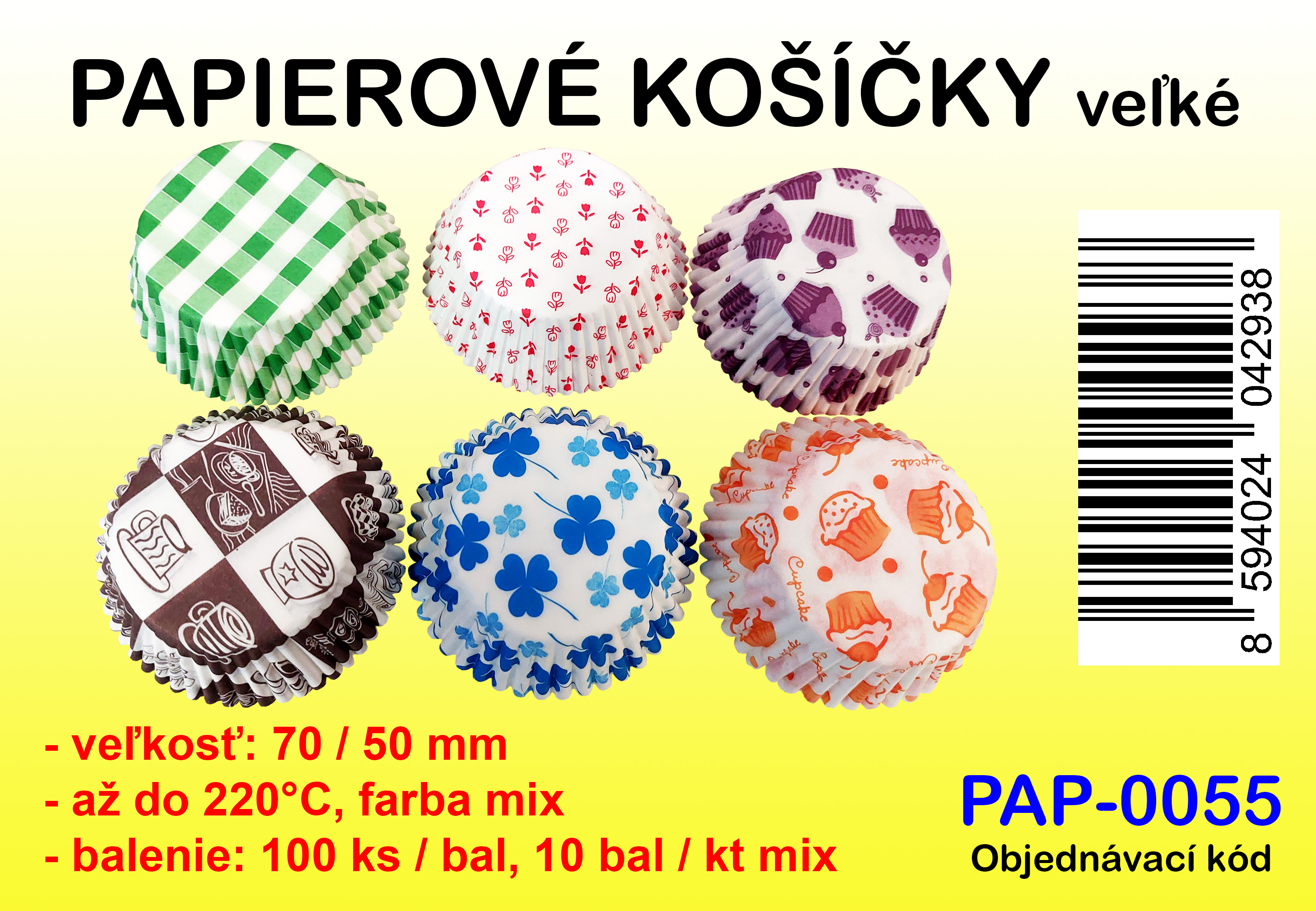 KOŠÍČKY NA PEČENIE FAREBNÉ VELKÉ MAFINY