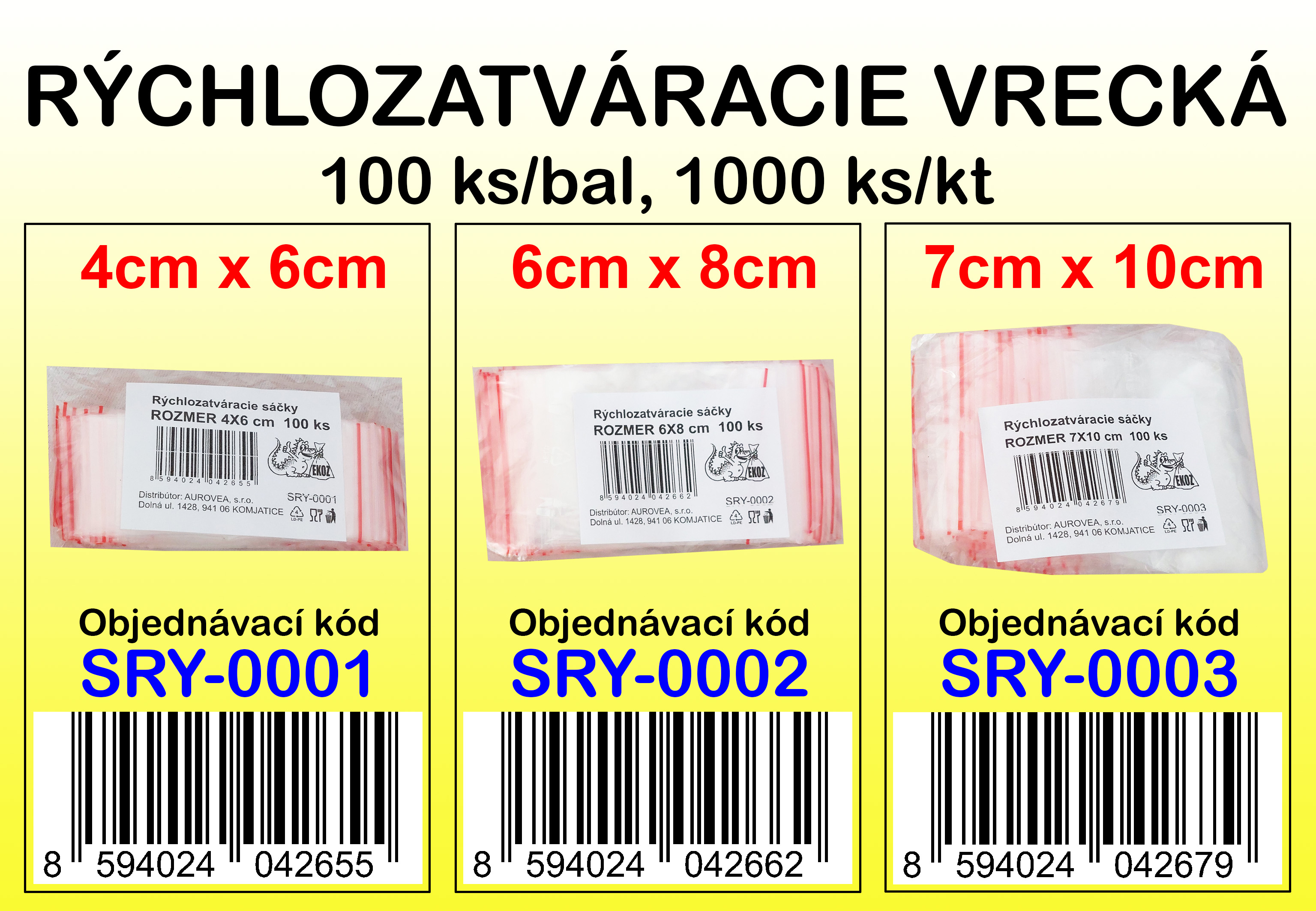 RÝCHLOZATVÁRACIE SÁČKY 6x8cm