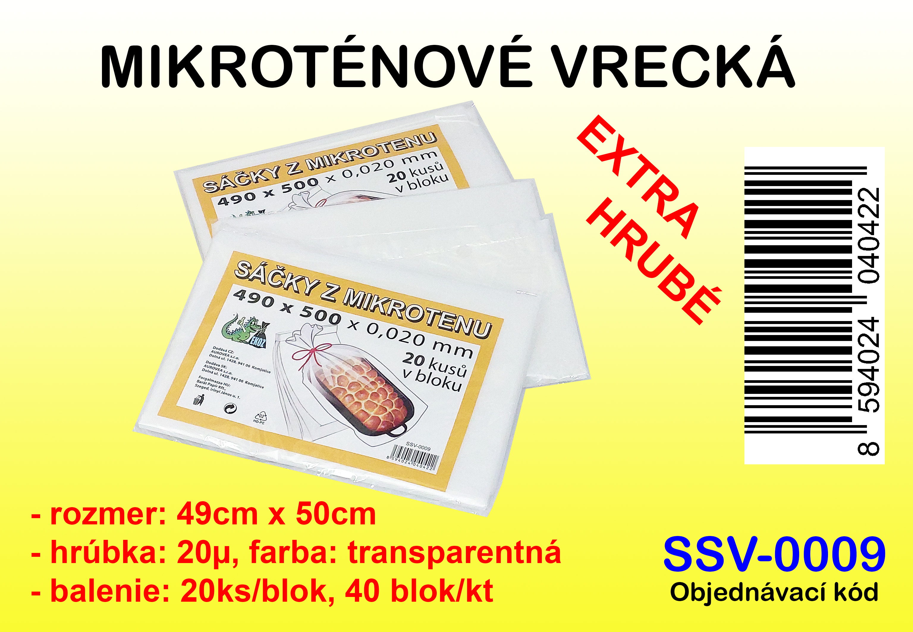 DESIATOVÉ VRECKÁ, 49x50cm transp. 20μ